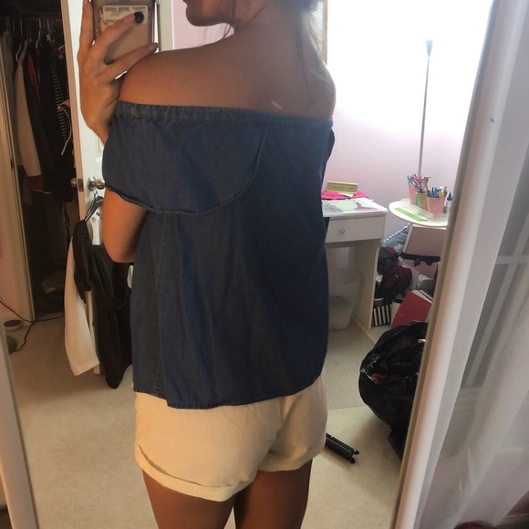 Denim Chambray Off the Shoulder J. Crew Top - Picture 3 of 4